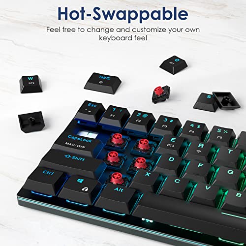 Durgod Tgk200 Wireless Mechanical Gaming Keyboard,60% Low Profile Bluetooth Keyboard With Kailh Choc Switch, 68 Keys Rgb Lighting, Pbt Keycaps And Hot-Swappable For Pc Mac And Pad #TOP4
