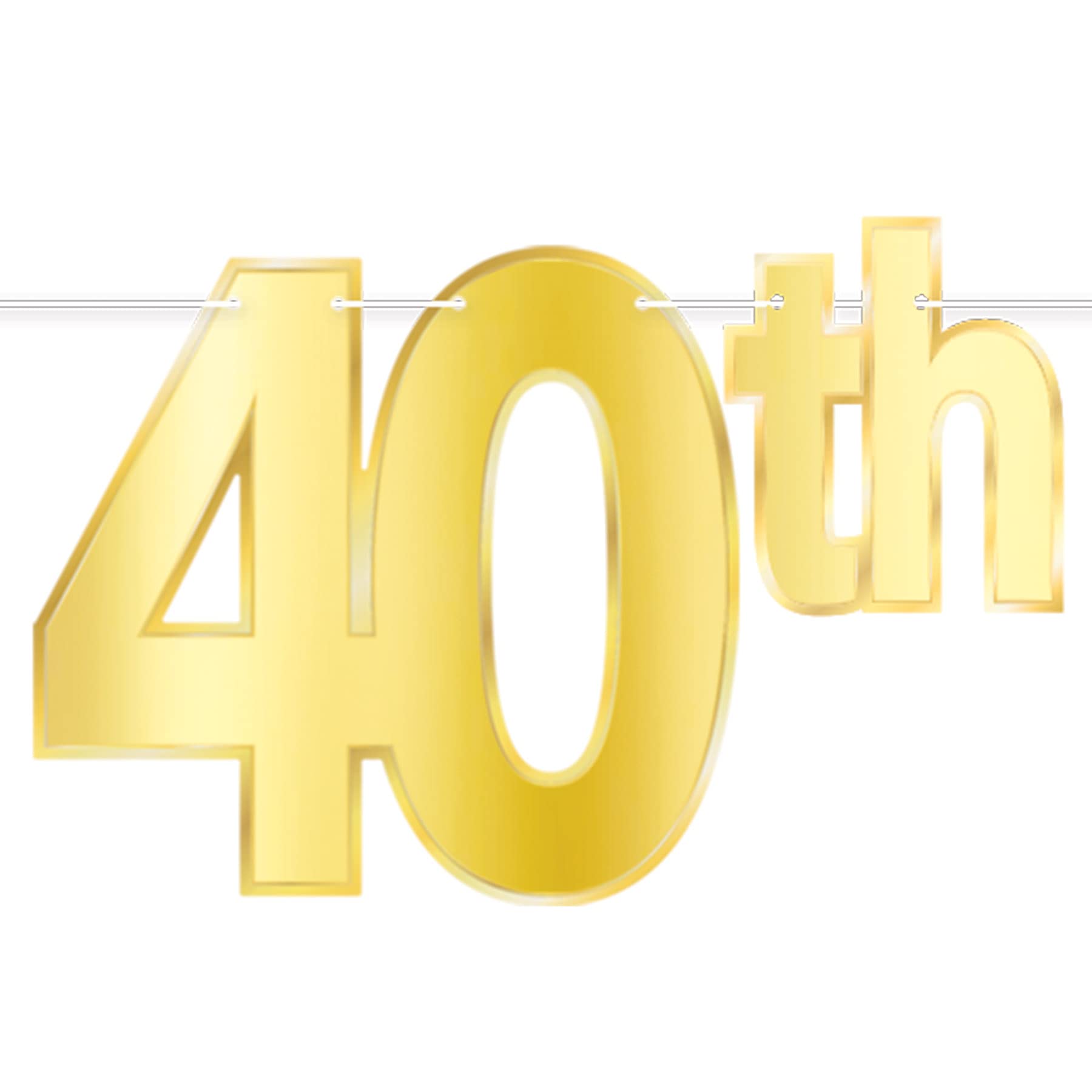 Beistle 53942-40 2-teiliges Folien-Kartonpapier Happy 40th Birthday Partybanner zum Aufhängen, Papier, gold