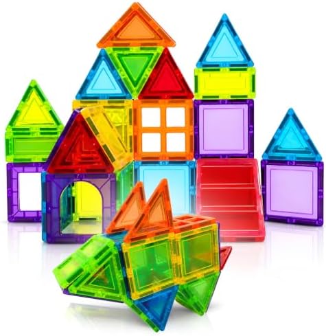 WireScorts® Magnetic Tiles for Kids, Magnetic Building Blocks for Kid 3 4 5 6 7 8 Years, Educational Learning Toys for 2 3 4 5 Year, Magnetic Toys for Kids, Learning Educational Brain Toys - 26Pcs