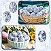 Bucherry 6 Pcs Ceramic Easter Eggs Decorations Chinoiserie Blue and White Floral Eggs Figurines Porcelain Egg Decorative for Easter Basket Fillers Table Setting Spring Party Favors