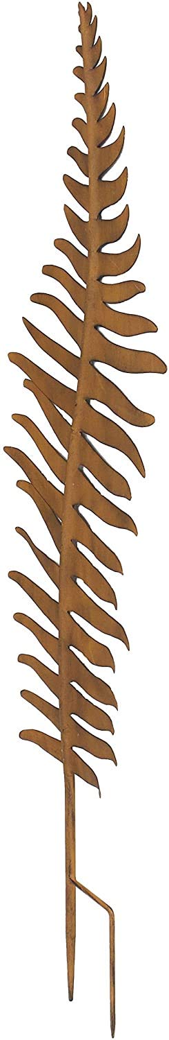 Dekoleidenschaft Fiche de Jardin « Feuille de fougère » en métal Aspect Rouille, 78 cm de Haut, fiche de Parterre, fiche de décoration, décoration de Jardin pour l'extérieur