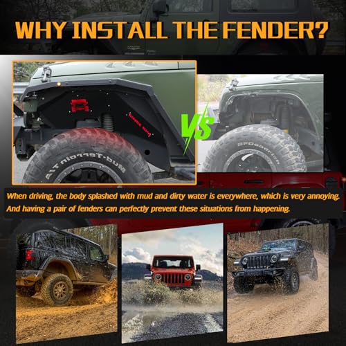 image for JROAD Inner Fender Front Fender Liners Compatible with Jeep Wrangler J