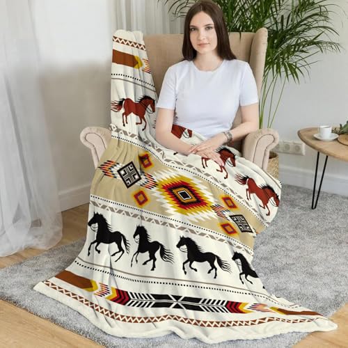 Western Throw Blanket, Cowboy Soft Cozy and Warm Couch Blankets Gift for Western Lover, Decorative Blankets for Sofa Couch Bed, Beige Brown 50×60 inches - Image 3