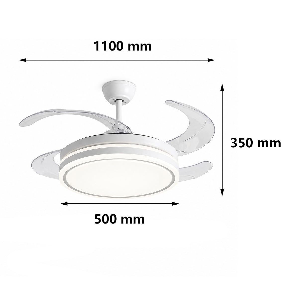 Silamp Ventilatore Da Soffitto Bianco Led Integrato 80w Luce Switch Con Telecomando