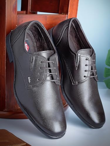 Image of Lee Cooper LC2157B3R Men's Leather Derby Formal Shoes | Lightweight, Comfortable & Stylish Lace-Ups for Office, Business