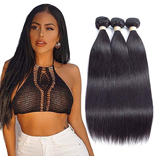 ALLRUN Brazilian Straight Human Hair 3 Bundles (16 18 20inch) Unprocessed Virgin Human