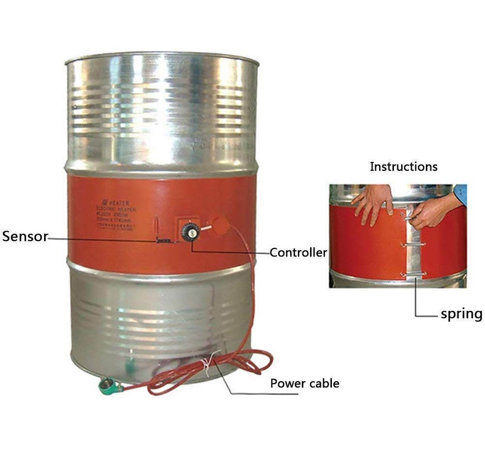 Oil barrel heating belt Metal Drum Heater of Silicone Rubber with  Adjustable Rotary Thermostat for heating and heat tracing,200L/250 *  1740mm/3KW : Amazon.co.uk: DIY u0026 Tools