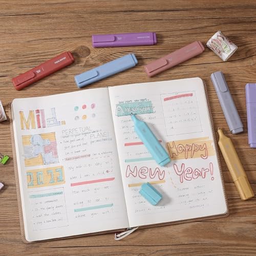Image of Amitasha 5 Pc Glitter Highlighters Pastel Color Pen Set Chisel Tip Aesthetic Highlighters Quick-Dry, Smear-Resistant For Journal Planner Coloring Drawing Doodling - Assorted Color