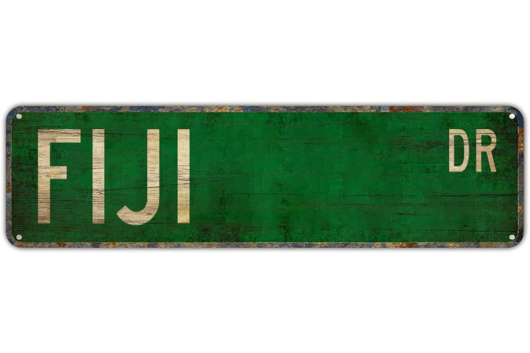 Ensound A906 Fiji Dr Vintage Decor Retro Tin Signs Art Plaque Aluminum Sign For Bedroom Kitchen Garden Wall Bar Club Coffee Hanging Home Decor 4X16 Inch