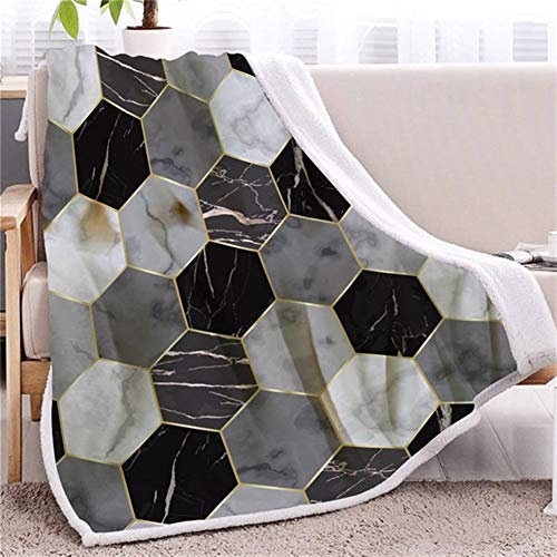 Blanket Marmordecke Geometrische Sherpa Decke Gold Grau-Bett-Sofa-Decke Weiche Bettwäsche 3D Animal (Color : 3, Size : 150cmx200cm)