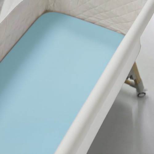 Miniatura 6 de American Baby Company Paquete de 2 sábanas bajeras de 100 % algodón de 18 x 36 pulgadas, compatible con moisés Mika Micky, azul, suave y