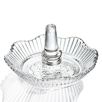 H&D Hyaline&Dora Crystal Scallop Ring Holder for Jewelry,Well-crafted Glass Ring Dish,Jewelry Rack Ring Holder for Wedding,Jewelry Display Decor Gift for Mom Wife Girlfriend(Clear)