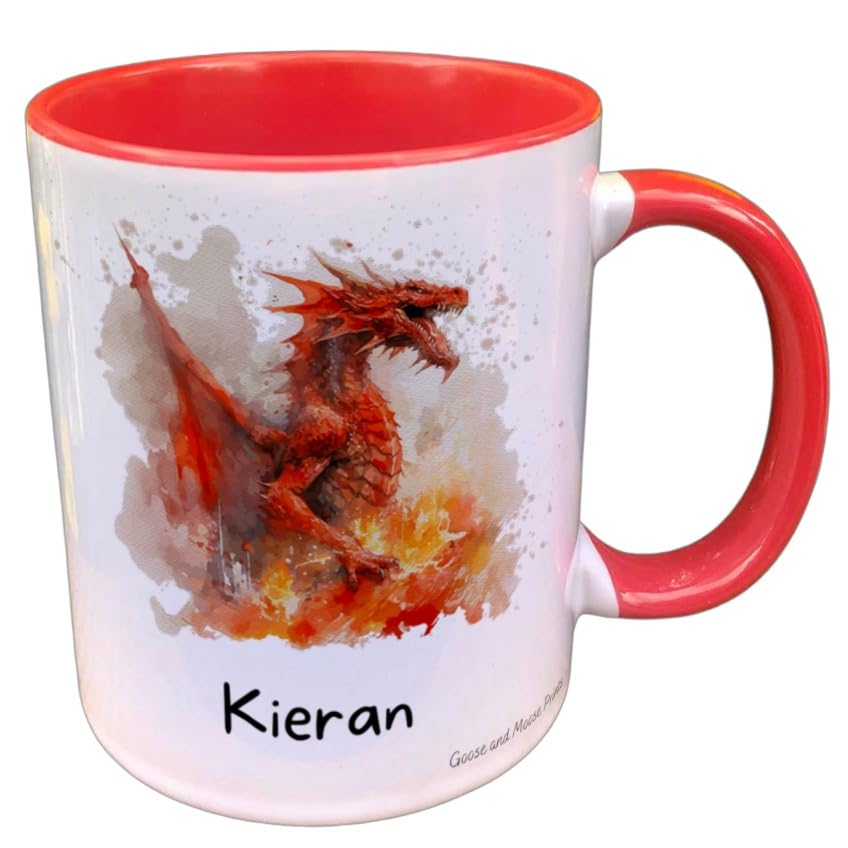 Personalised Dragon Mug Gift - Present for Dragon Lovers - Gifts for Magical Creature Lovers - Personalised Mythical Creature Animal (Yellow)