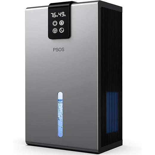 Dehumidifier, Dehumidifiers for Home, 98 OZ Water Tank, (1000 sq.ft) Quiet Dehumidifier for Basement Bedroom Bathroom with Humidity Display, Auto Shut Off, Relaxing 7 Color Ambient Light(Gray)