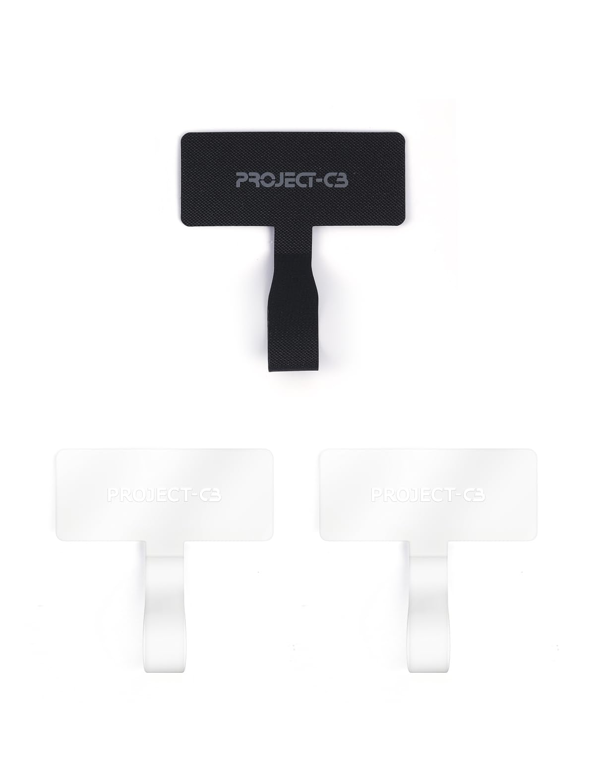 project-cb Phone Tether Tab 3,Finger ring Patch, Phone Key Ring, Clear Tab for Lanyard, Strap Patch (Black&Clear)
