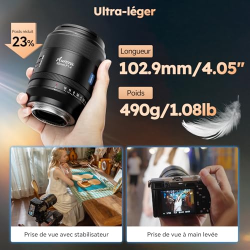 Image of SIRUI Aurora 35mm F1.4 Full Frame Auto Focus Lens, Wide Angle Prime Lens for E Mount Cameras FX3, FX6, A7, A9 Series, A7R Series, A7S Series, ZV-E1, Black