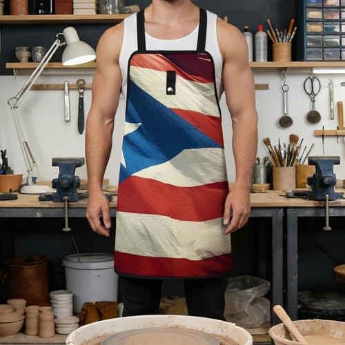 Delantal con diseño Puerto Rico ajustable con bolsillos miniatura 4