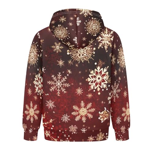 Kids Hoodies Sweaters Christmas Xmas Snowflake Hooded Sweatshirts with Big Pockets for Boys Girls B04003832