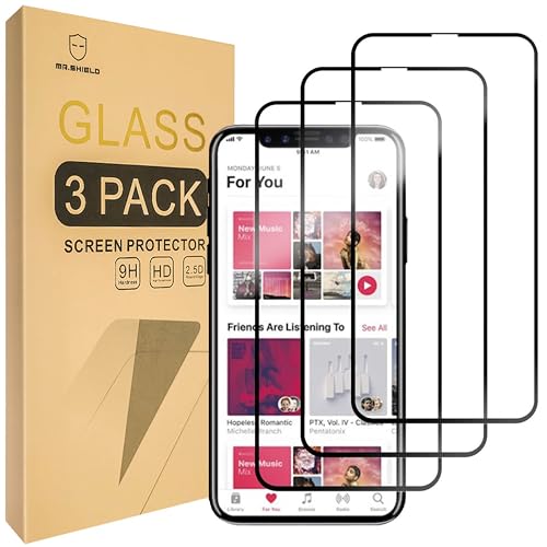 Mr.Shield [3-PACK] Screen Protector For iPhone X/iPhone Xs/iPhone 10 [Japan Tempered Glass] [9H Hardness] [Full Screen Glue Cover] Screen Protector with Lifetime Replacement