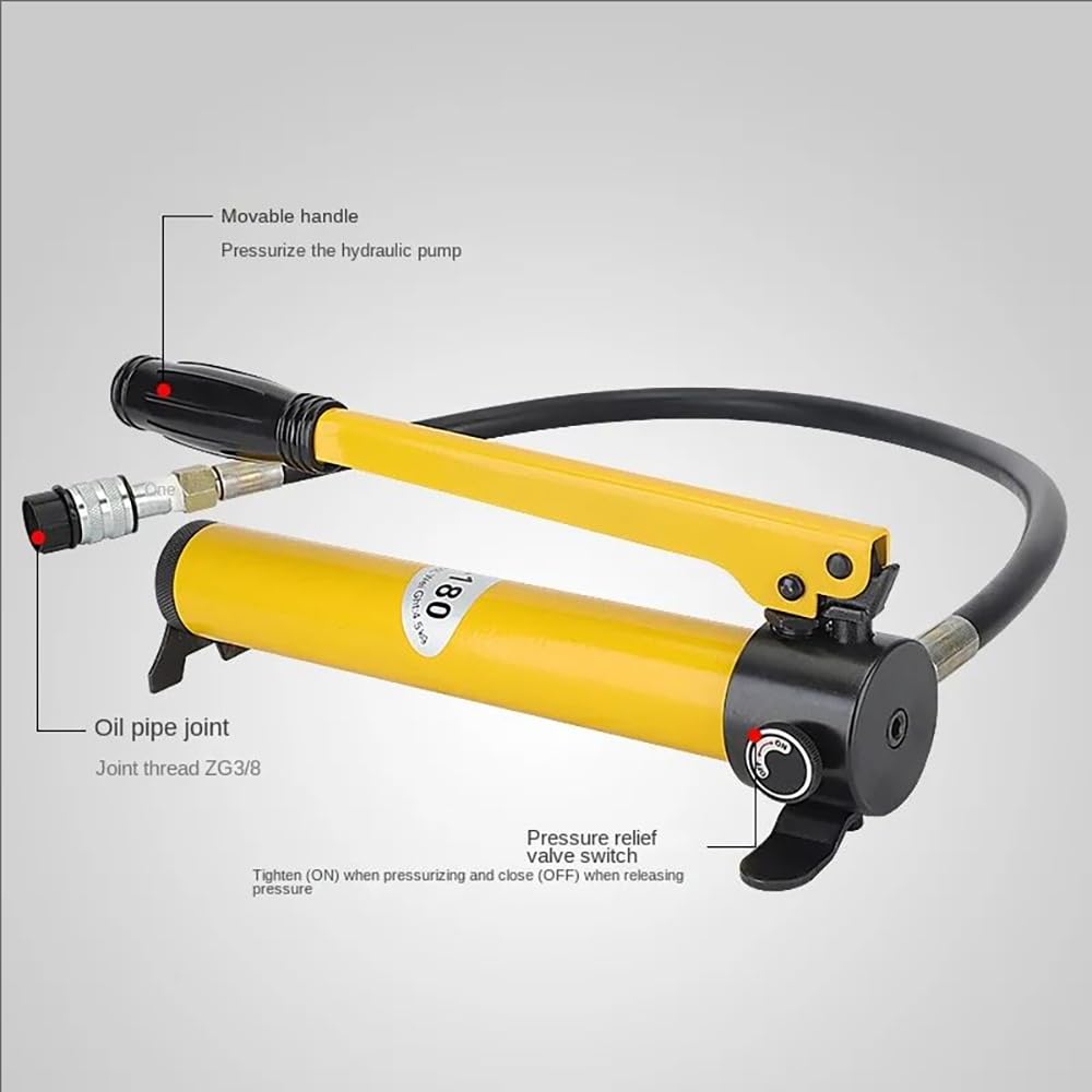 Bomba Hidráulica Manual,Conector para Manguera De Bomba Manual,Bomba Manual De Alta Presió,Capacidad De Almacenamiento De Aceite 300cc,Alta Presión 60 Kg/c㎡ para Cilindro Hidráulico De 10t/20t