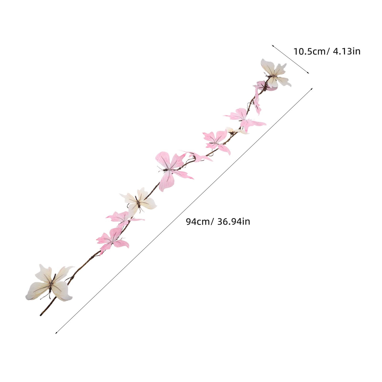 POPETPOP Guirnalda de Enredaderas Artificiales 12 Mariposas y Ramas Secas, Ligera Mantenimiento, Adecuado para Decoración de Oficinas y Temporada de Flores, Paquete de 3 Piezas