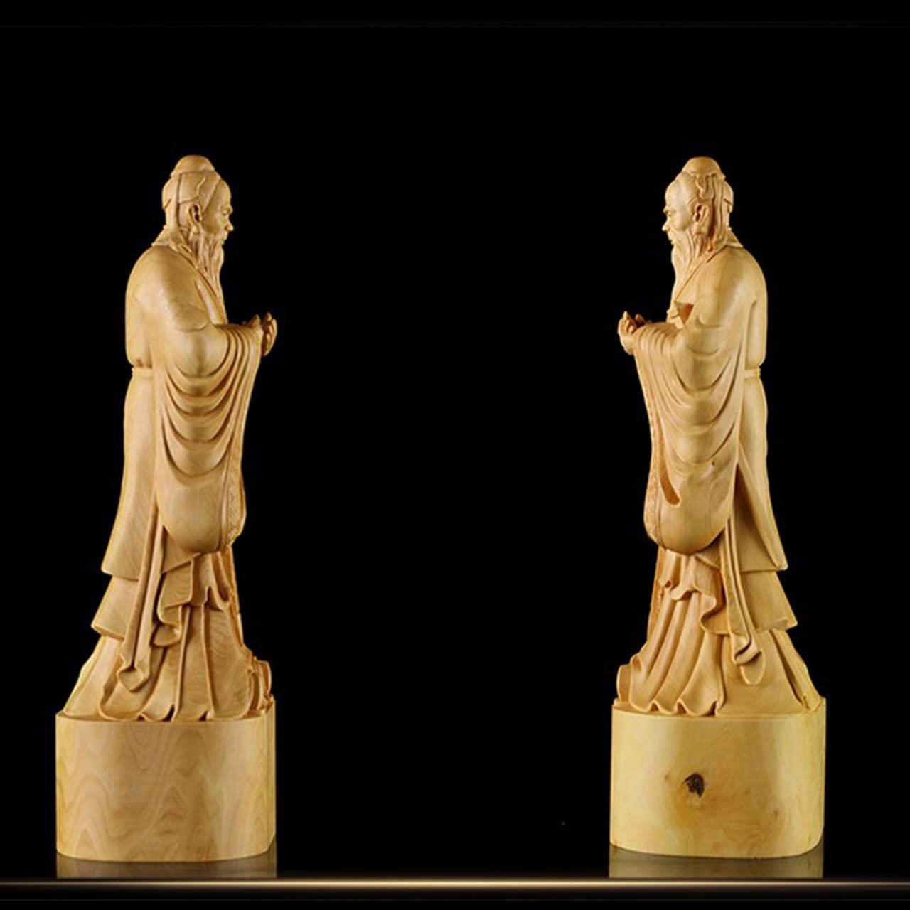 Amazon.co.jp: 置物 木彫り 孔子像 孔聖人 至聖先師 彫刻置物・手彫り