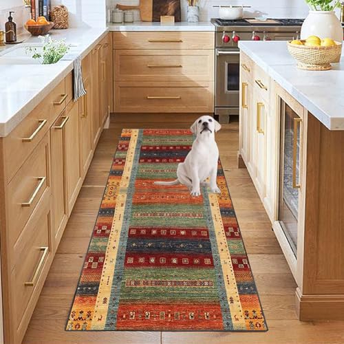 Fzamudng Alfombras de Pasillo Larga, Alfombra Corredor Antideslizante, Alfombras de área Lavable Vintage Alfombra Comedor Pasillo, 60 x 300 cm Alfombra Cocina Absorbente Lavable, Alfombra Entrada - imagen 3