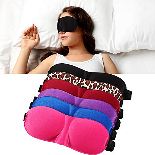 6 Pieces 3D Sleep Mask Eye Mask for Sleeping Travel Sleeping Blindfold Night Blindfold Eyeshade for Men Women, Contoured Eyemask with Adjustable Fastener Tape Strap for Shift Work, Naps, 6 Colors