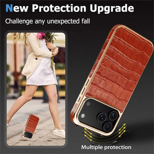 Coque iPhone 17 Pro Max en cuir crocodile véritable luxe et protection élégante