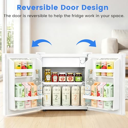 Image of Antarctic Star Mini Fridge, Rated 1.6 cu.ft, Small Upright Refrigerator with Removable Shelves, 7 Adjustable Thermostat, Low Noise for Bedroom /Apartment /Office,White