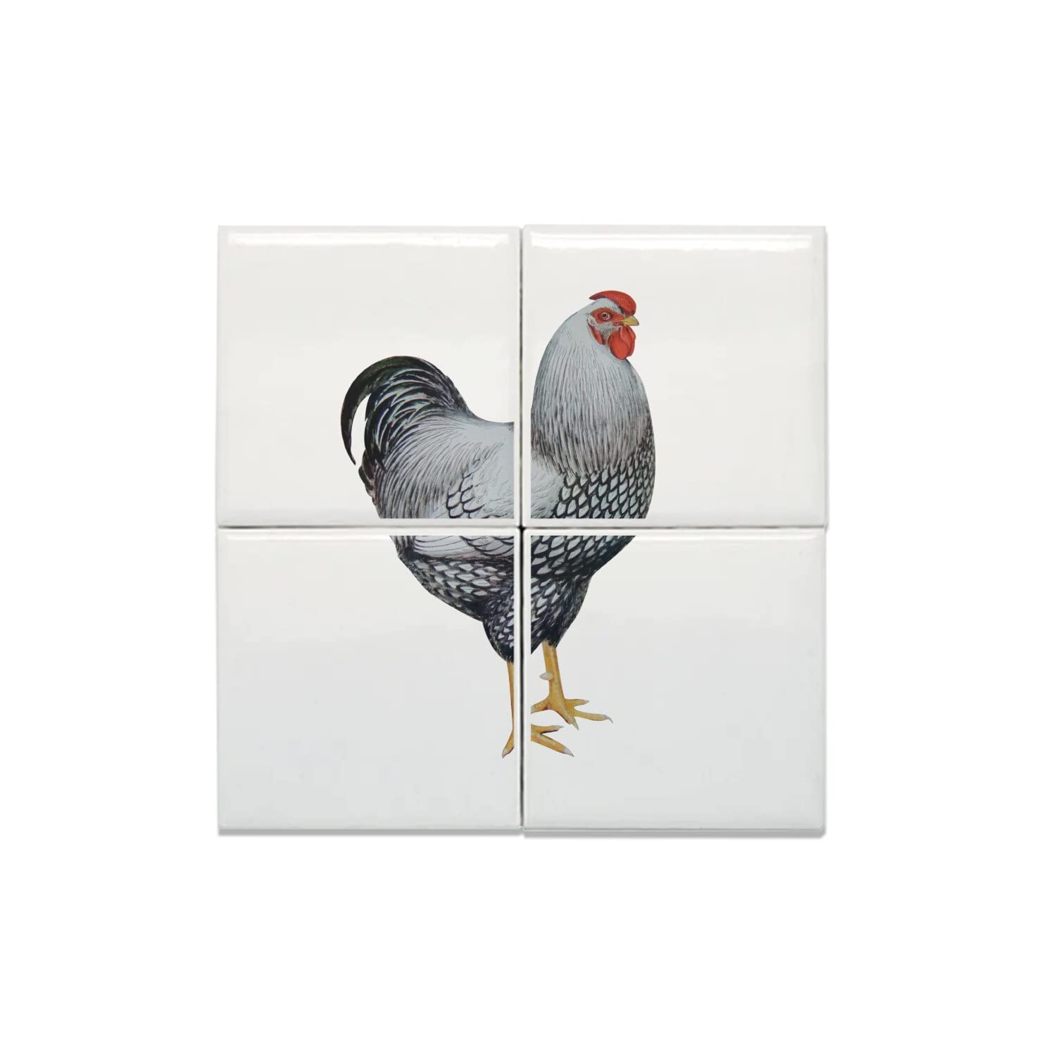 Carreaux céramique crédence cuisine 40x40 lavable motif poule fait main - 4