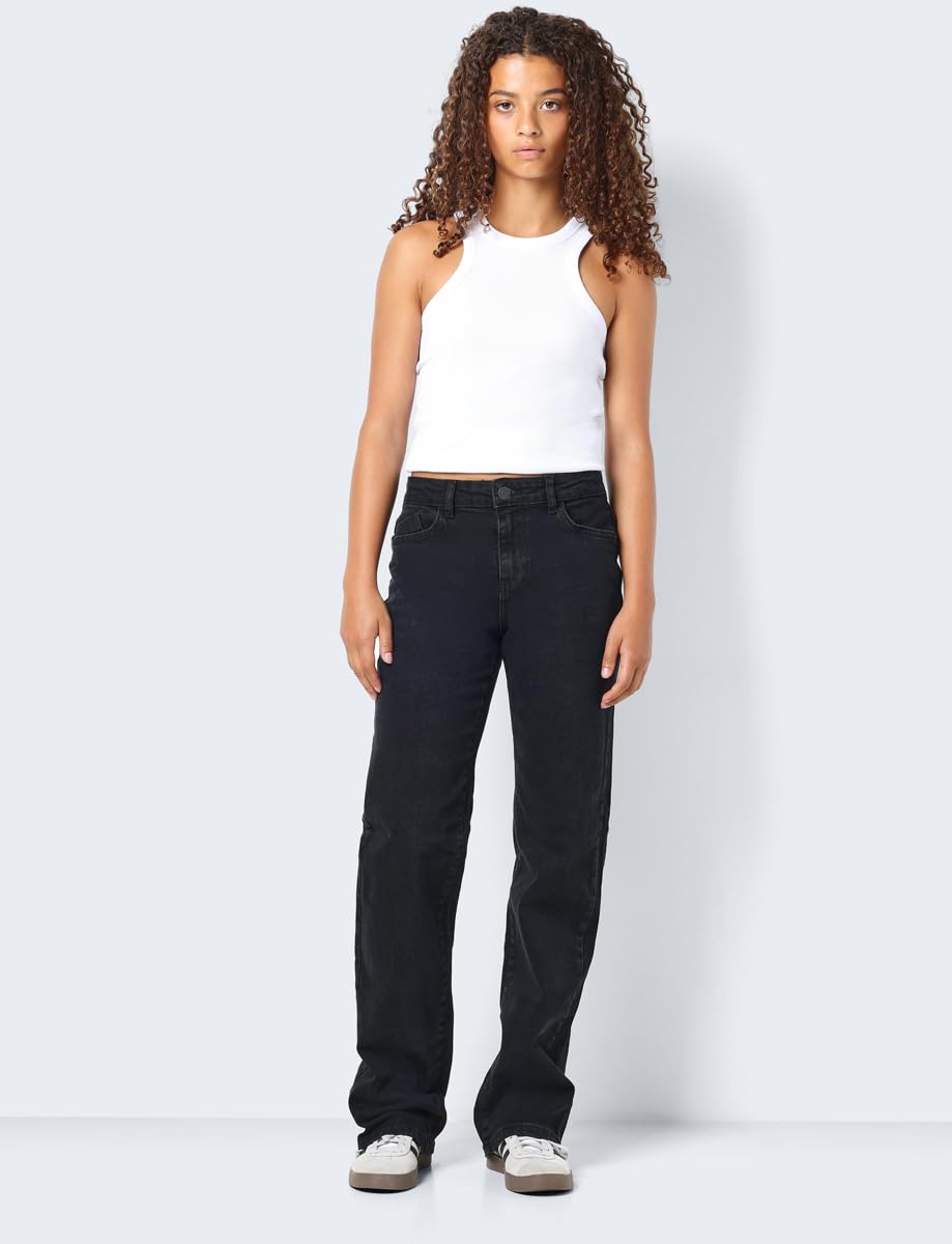 NOISY MAY Damen Denim Jeans Hose Wide Leg Mid Waist Stretch Pants NMYOLANDA