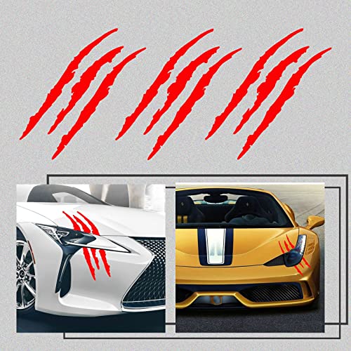 Ajxn 2Pcs Claw Marks Headlight Decal, Car Sticker-Universal For Most Vehicle Red #TOP5