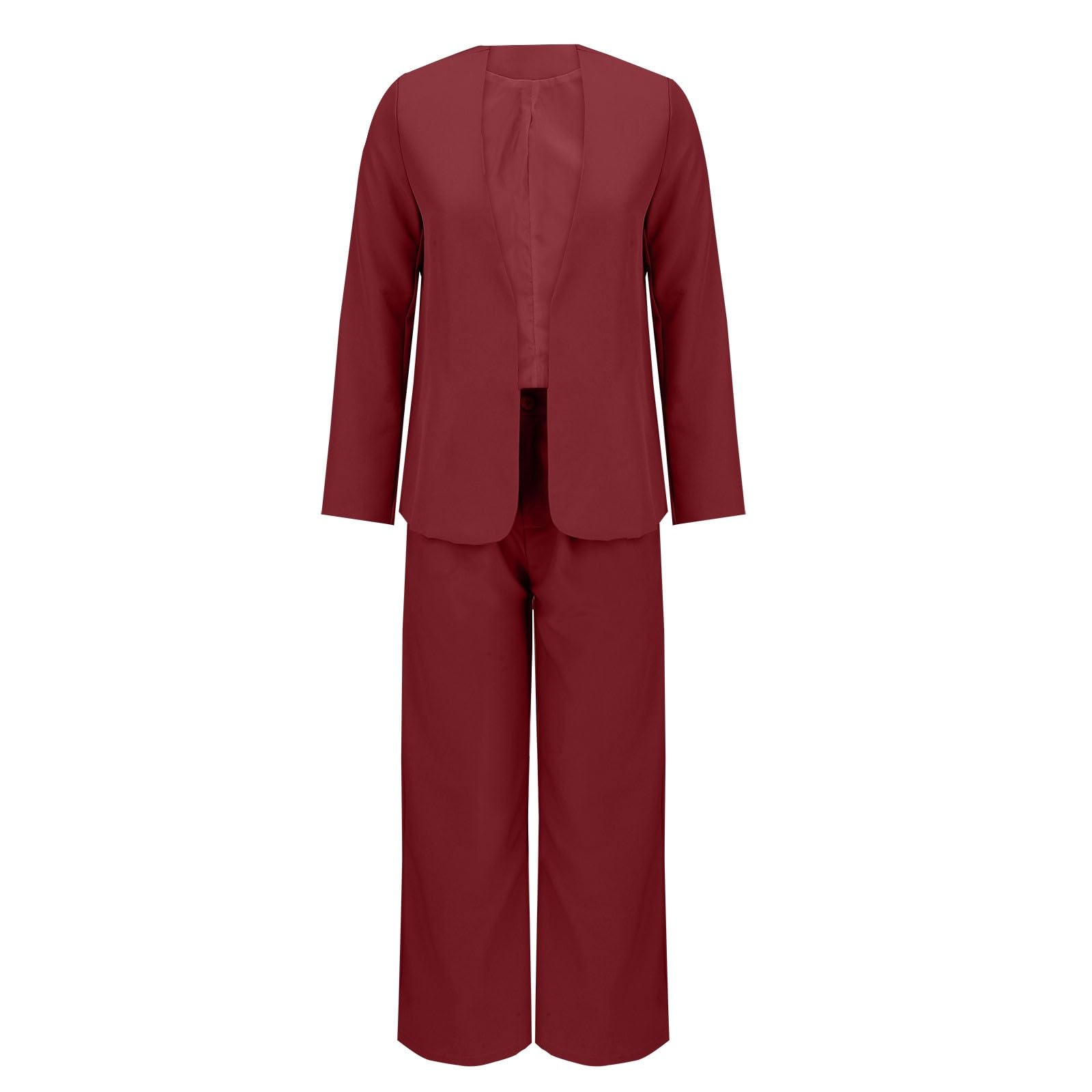 Abiti casual eleganti da donna, abiti eleganti per le donne taglie forti autunno – elegante set da lavoro per ufficio ufficio moda tinta unita abito a maniche lunghe comodo blazer cappotto e pantaloni