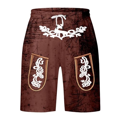 DUHENWU Oktoberfest - Pantalones cortos para hombre con cordón, de piel bávara, para el tiempo libre, con bolsillos, cintura elástica, pantalones deportivos, O Vino, XL