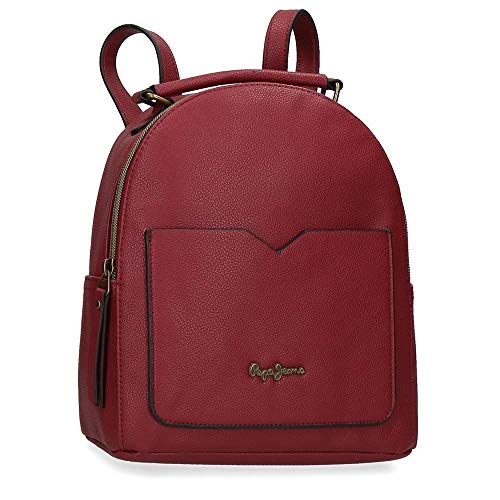Pepe Jeans India Bolso Mochila Rojo 22x25x10 cms Piel Sintética