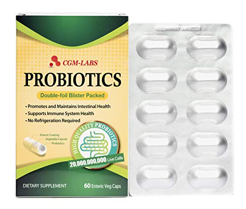 CGM-LABS Probiotics, 20 Billion Live Cells, Premium Enteric Coated Veg Caps for Women, Men