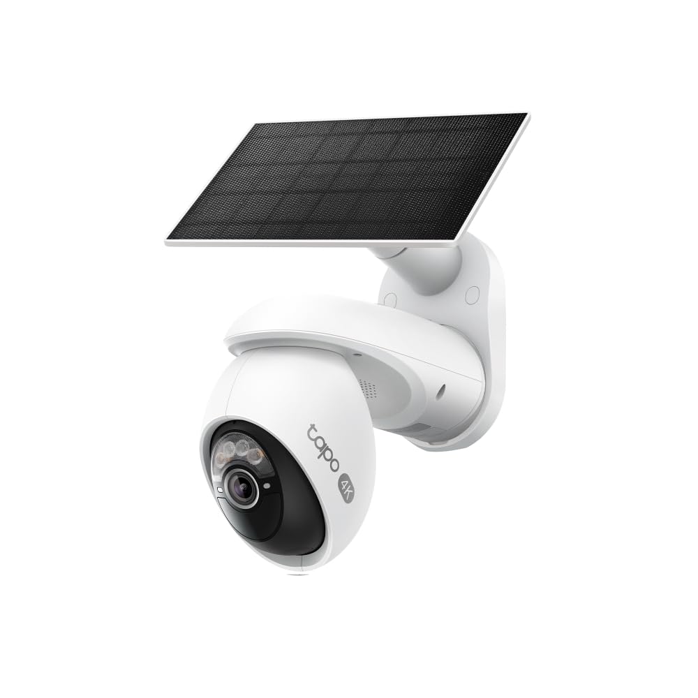 Tapo4K Outdoor Camera Wireless, Battery Camera w/Solar Panel, 360° Pan, 24/7 Continuous Capture, Free Person/Vehicle Detection, SD/Cloud Storage, Works w/Alexa and Google Home, VistaCam 360
