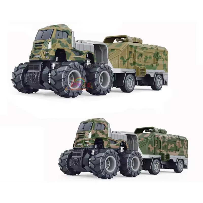 Image of 1:43 4WD Diecast Alloy Military Model Truck Toys with Friction Powered Miniature Car Vehicle Toy for Kids, Boys and Girls 【2 Color Trucks = Sent Any 1 Truck】