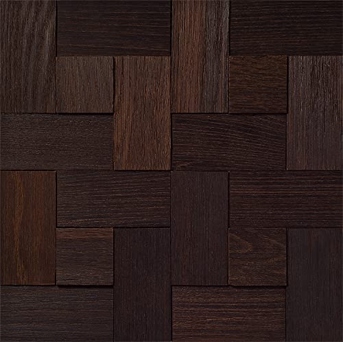 Alenor Enfasi Dark Rough 3D Wood Wall Panels Planks 5.80 Sq. Ft 100% Natural Reclaimed Wood Panel Set Seamless Fit DIY Wall Decor Perfect Humid Walls Mosaic Rustic Wall Decor All Wood Squares Handmade