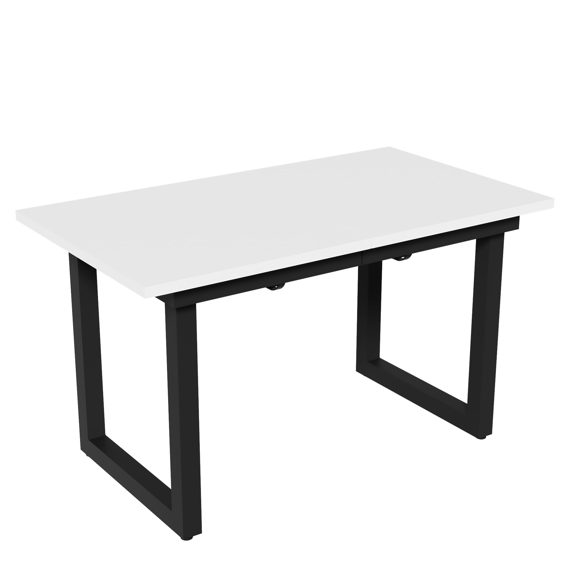 Merax Esstisch 140/180x80x75cm, Ausziehbar Esszimmertisch mit Tischbeine aus Metall, Rechteckiger Küchentisch für Wohnzimmer und Esszimmer, Weiß