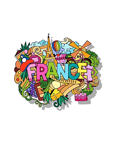 Set of 1 France Pattern Printed Fridge Magnet Set Funky and Quirky Designs || MDF Wood Material Magent for Fridge Decoration || Fridge Magnets Refrigerator Stylish Set Kitchen