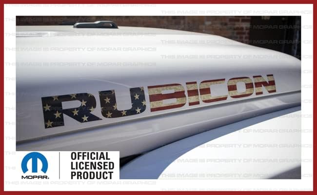 Miniatura 1 de Decal Mods Rubicon - Calcomanías gráficas para capó para Jeep Wrangler JK Rubicon (2007-2018), bandera de Estados Unidos envejecida (juego de 2)