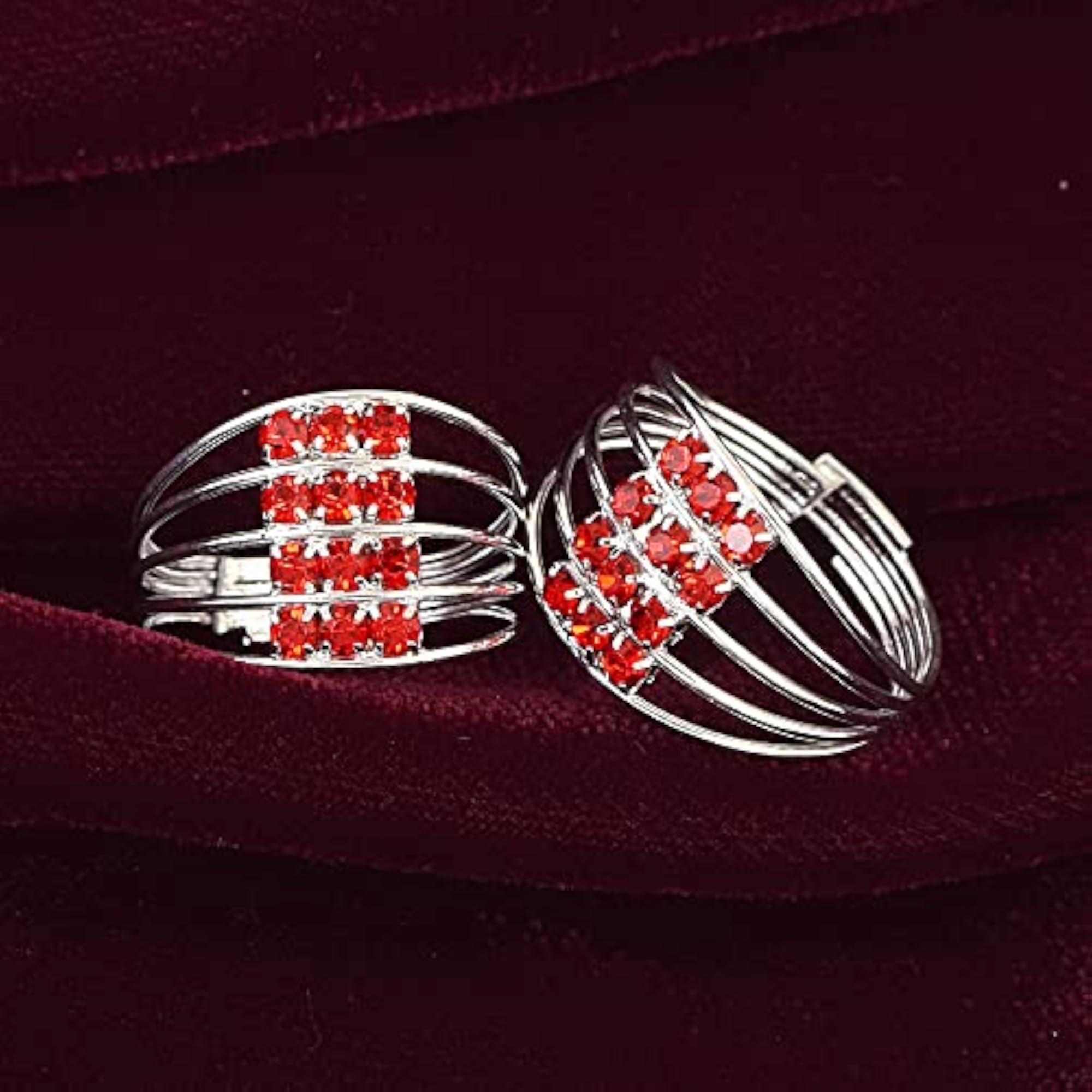 Women's Silver Plated Red CZ Multi-Strand Fashion Big Toe Ring