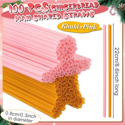 Pitillos plásticos desechables Gingerbread Man 100 piezas miniatura 2