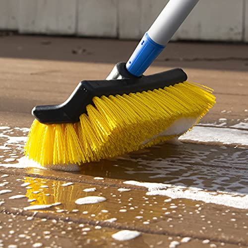 Unger Professional 10" Bi-Level Scrub Brush With 60" Aluminum Pole #TOP5