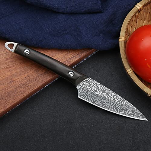Wildmok Fruit Knife Paring Knives Stainless Steel 3.3 Inch Utility Knife Fruit And Vegetable Cutting Carving Kitchen Knife With Leather Case (B) #TOP5
