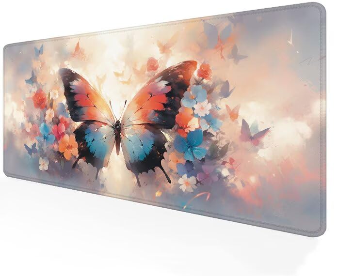 Tapis de souris gamer 800x400x3mm XXL gris avec sous main antidérapant Papillon G1-758