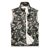 JUDIGODR Denim Vest Men Lapel Sleeveless Slim Fit Retro Ripped Casual Jean Vest for Men's (813Camouflage, XL)