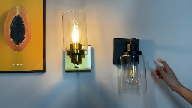 Image of Battery Operated Wall Sconce Set of Two Gold,Vintage Wall Light with Glass Shade,6000mAh Rechargeable Wireless Wall Lamp Indoor Dimmable with Remote,Cordless Wall Light Fixtures for Bathroom Bedroom